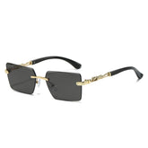 (6 PACK) Wholesale Sunglasses New Arrival Square Fashion Unique Unique Cut Edge 2024 - BulkSunglassesWholesale.com - Gold Frame Black Lens